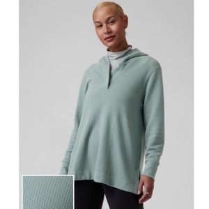 Athleta Coaster Luxe Seafoam Green Quarter Snap Hoodie Oversized Medium